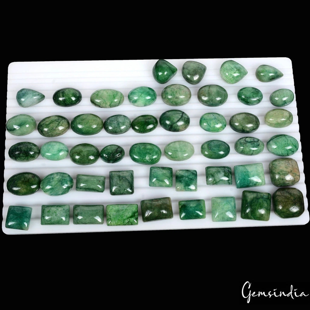 1170 Cts/48 Pcs Natural Green Brazilian Emerald Mix Cab Loose Wholesale Gems Lot