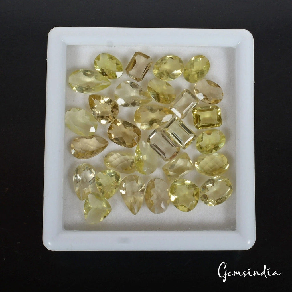 48.40 Cts/29 Pcs Natural Untreated Lemon Citrine Mix Cut Dazzling 8-12mm Gem Lot