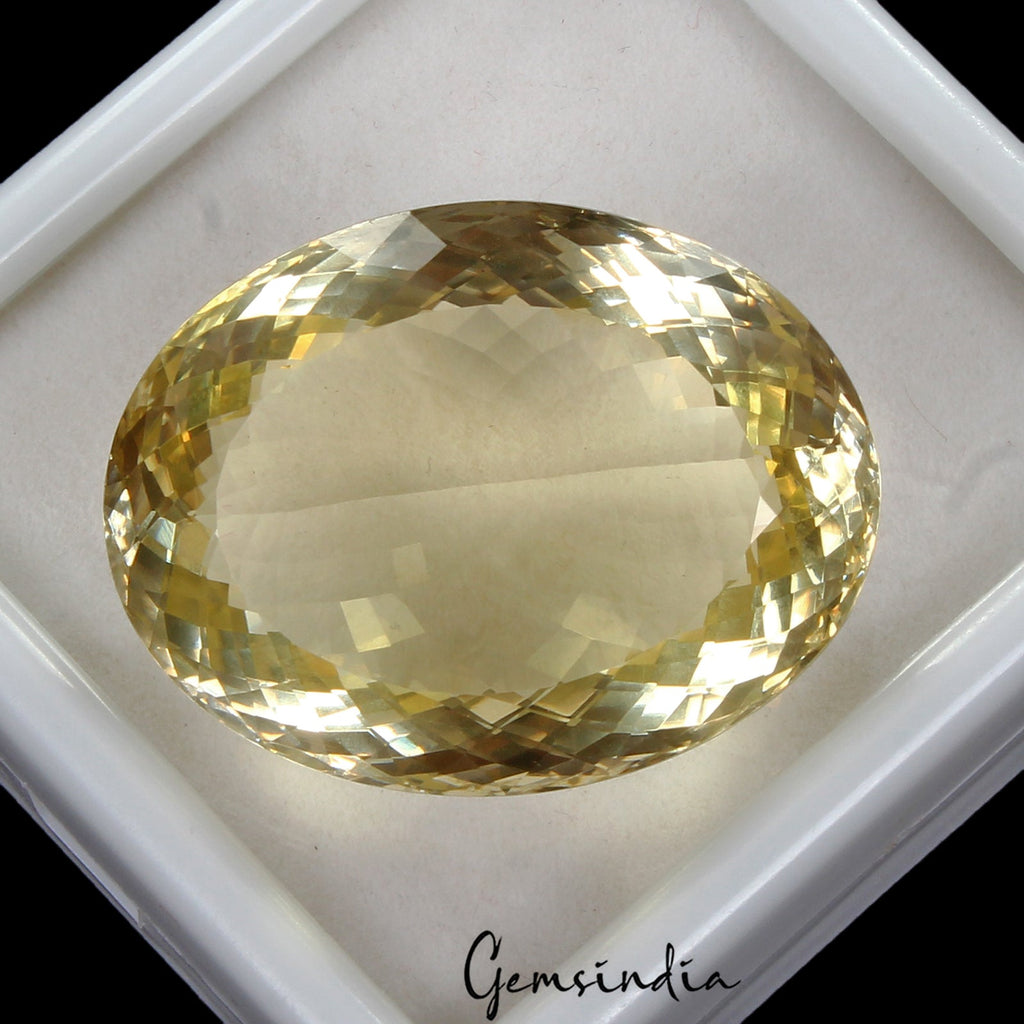 Certified 139.05 Cts Natural Untreated Golden Yellow Citrine Oval Cut Loose Gem