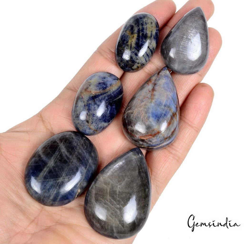 Sapphire Lot, Cabochon, Oval & Pear Cabochon, Untreated — 6 Pieces, 34mm to 50mm, 1100 Ct, Madagascar