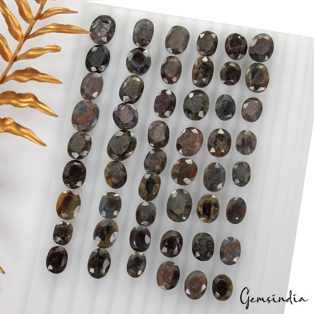 450 Ct Natural Untreated Brown Gray Sapphire Mix Faceted Loose Gems Lot 51 Pcs