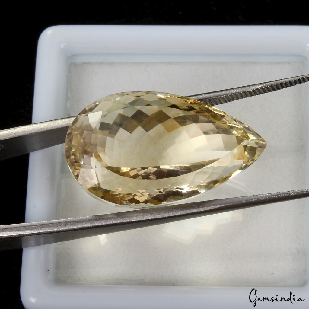 VVS 33.00 Ct Natural Citrine AAA Untreated Huge Faceted Pear Cut Loose Gemstone