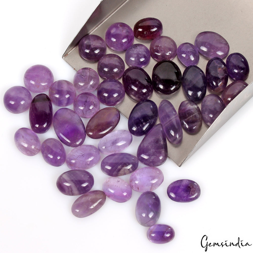 500 Ct Natural Purple Amethyst Loose Mix Cabochon Untreated Gemstones~14-26mm