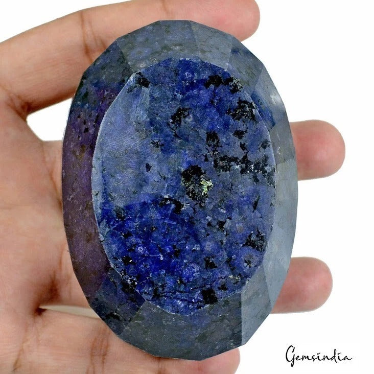 Blue Sapphire Loose Gemstone, Oval Cut, Color Enhanced — 83x60x40 mm, 2500 Ct