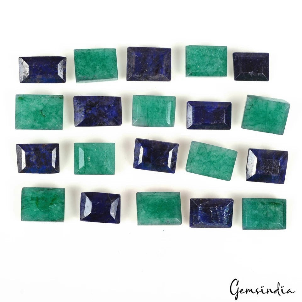 238 Cts/20 Pcs Natural Emerald Sapphire Baguette Cut Loose Ring Size Gems Lot