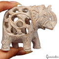 630 Ct Handmade Soapstone Elephant Statue Animal Figurine Sculpture/Home Decor