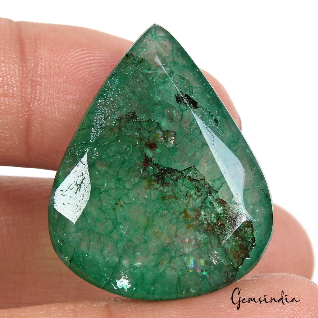 49.60 Ct Natural Zambian Emerald Pear Cut Faceted Pendant Size Certified Gems