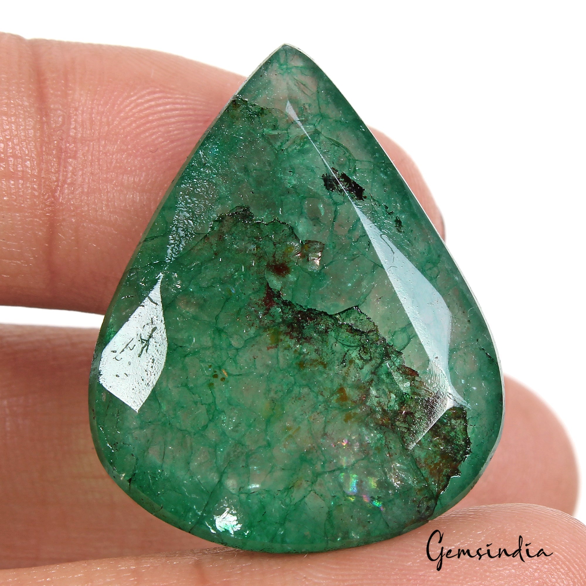 49.60 Ct Natural Zambian Emerald Pear Cut Faceted Pendant Size Certified Gems