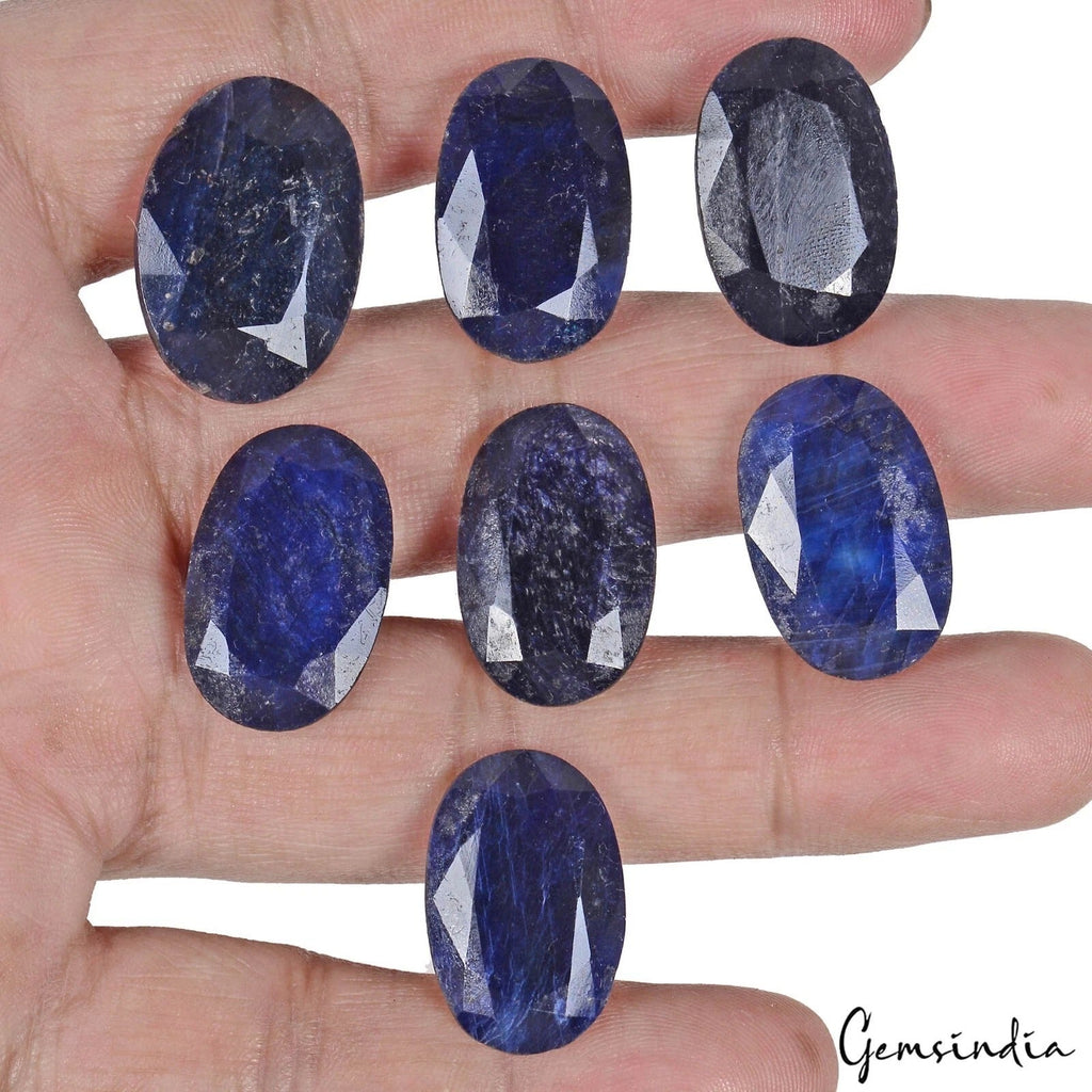 Certified 161.60 Cts/7 Pcs Natural Blue Sapphire Oval Faceted Cut Loose Gems Lot