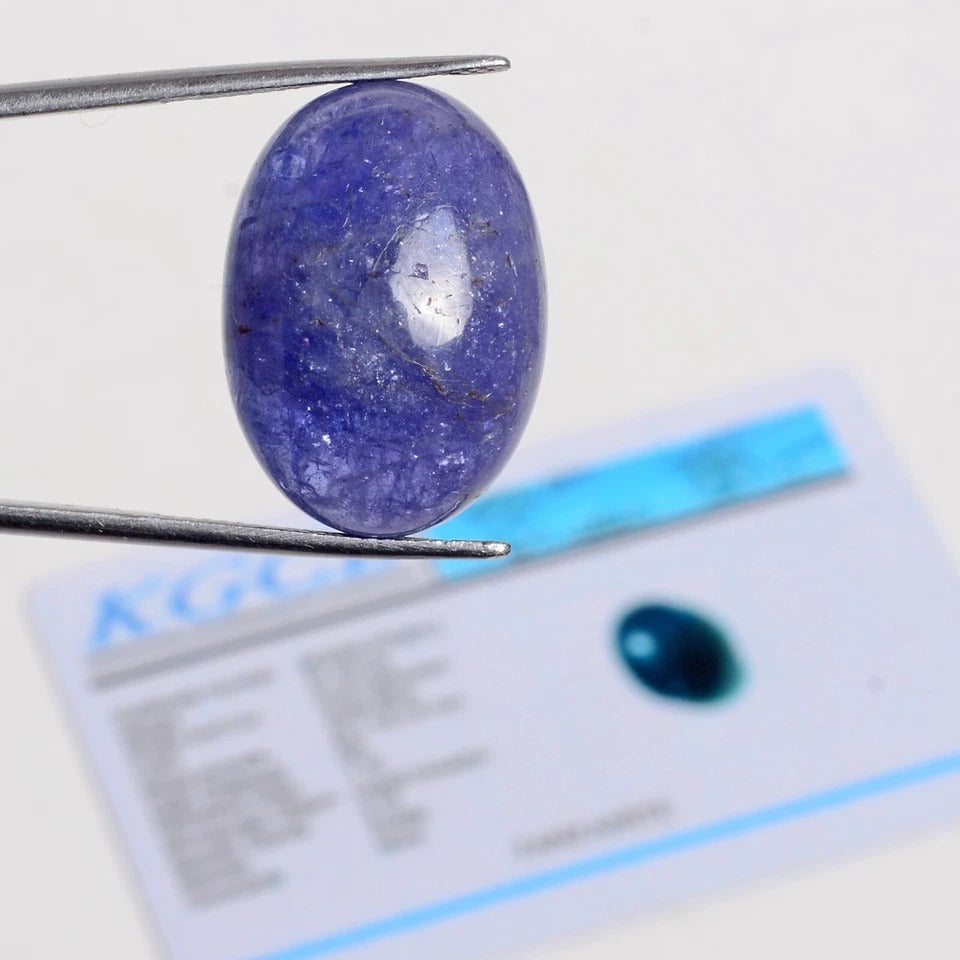 TOP RARE! Violet Blue Tanzanite Natural Cab Certified Gem For Jewelry ~31.40 Cts