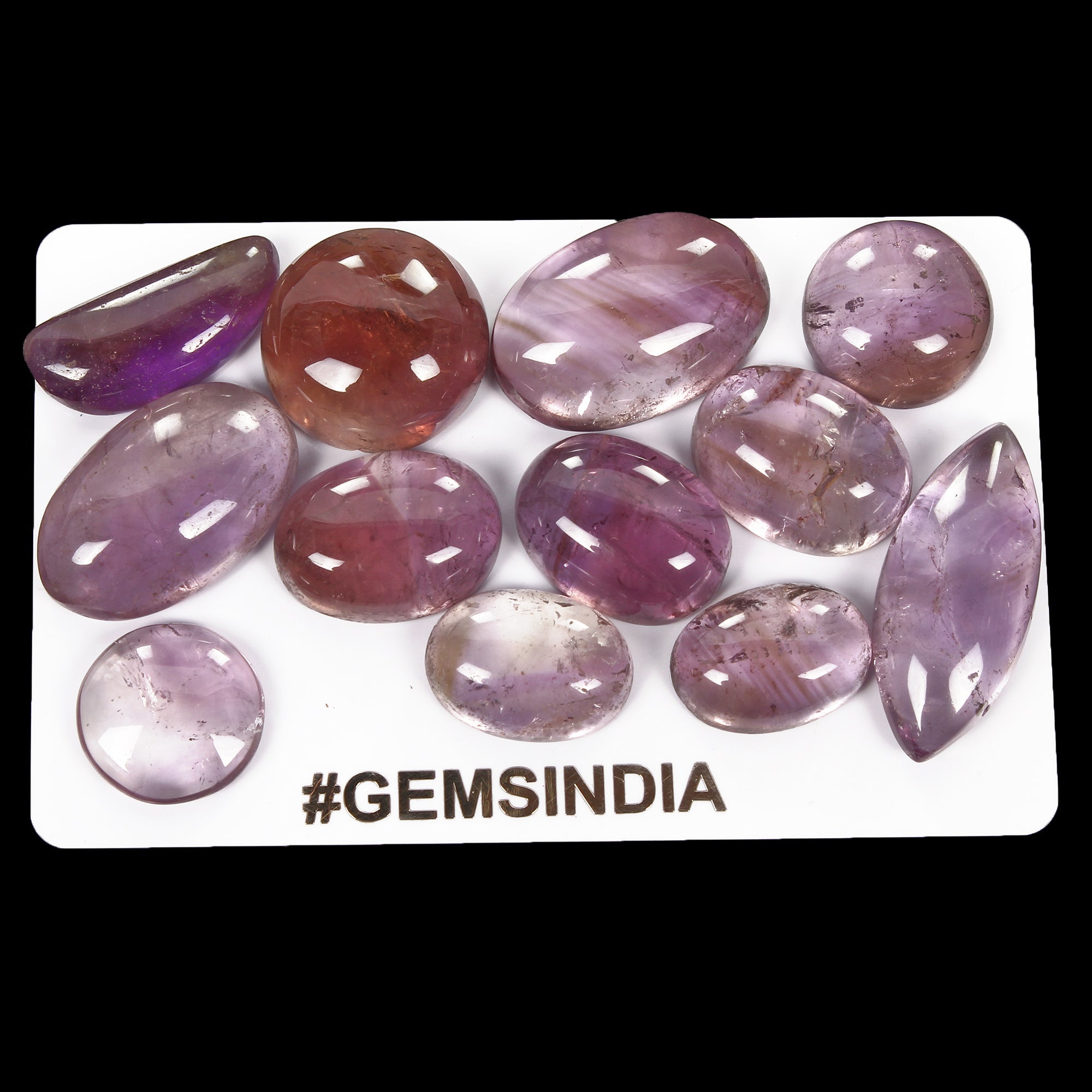 213 Cts/12 Pcs Natural Untreated Purple Amethyst Pear Cab Loose Gems For Jewelry