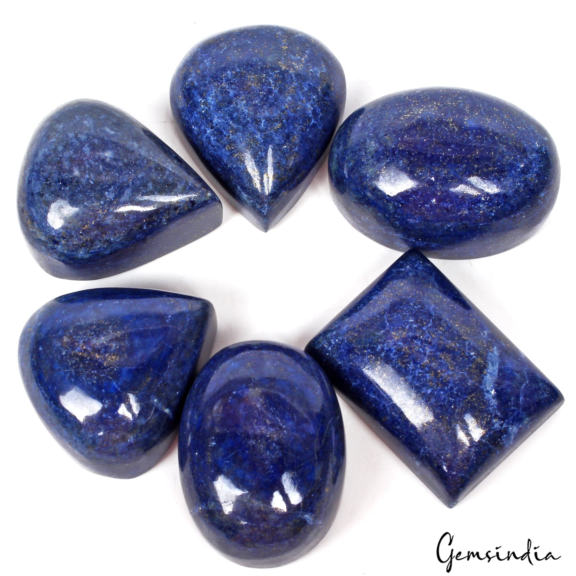 2920 Cts/6 Pcs Natural Gold Pyrite Blue Lapis Lazuli Mix Cab Wholesale Huge Gems