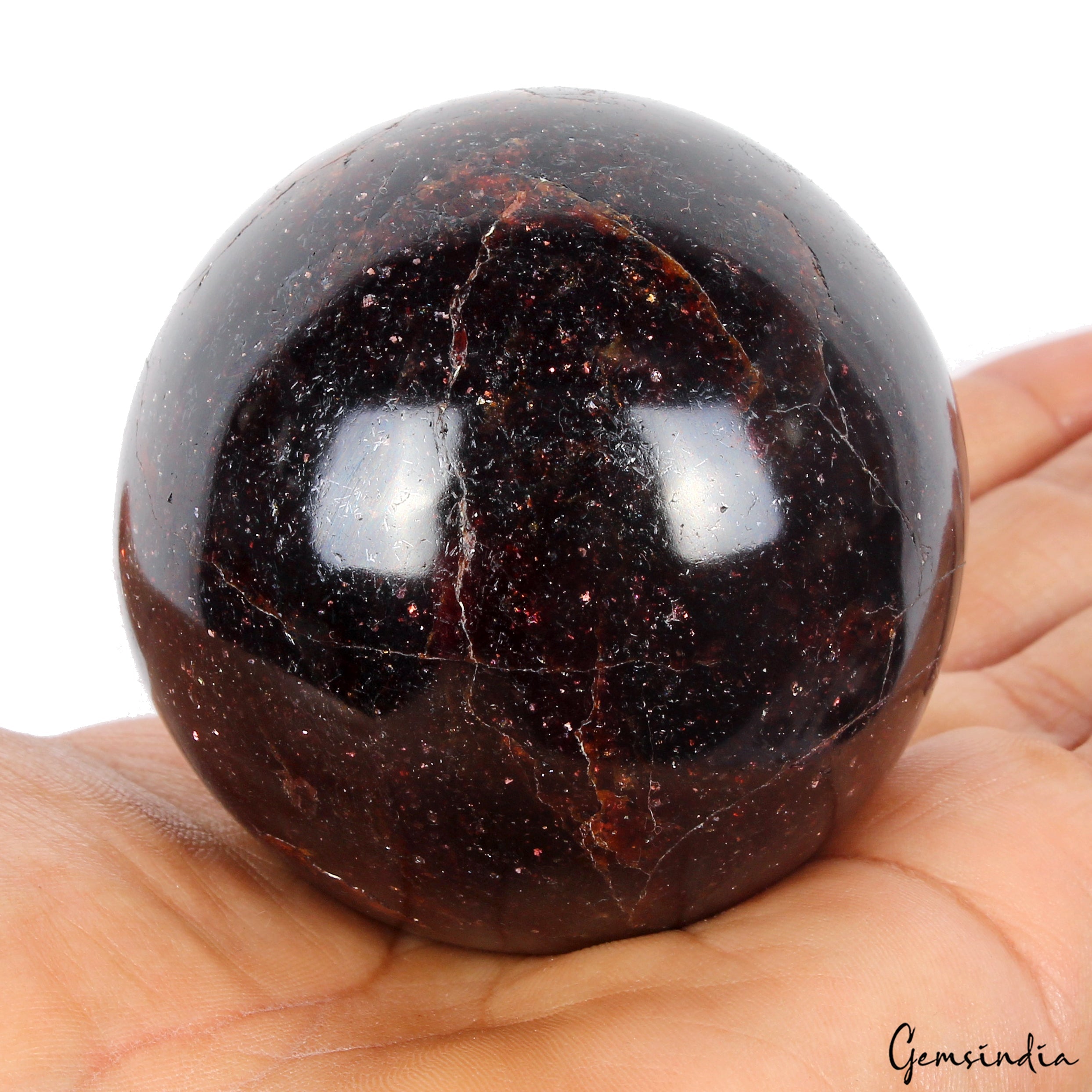 2.3" 486g Deep Red Garnet Sphere Polished Natural Gemstone Crystal Mineral Ball