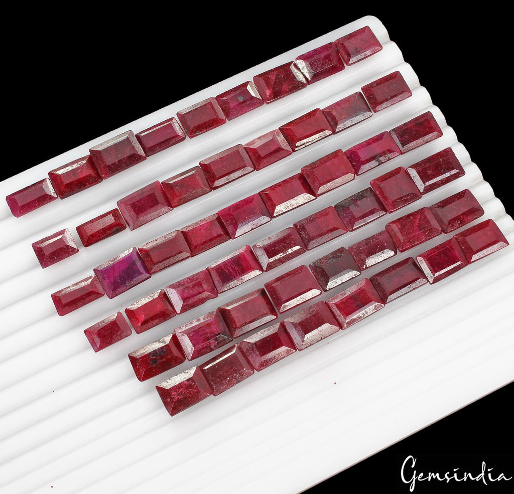 540 Ct/52 Pcs Natural African Red Ruby Loose Baguette Cut Loose Gems For Jewelry