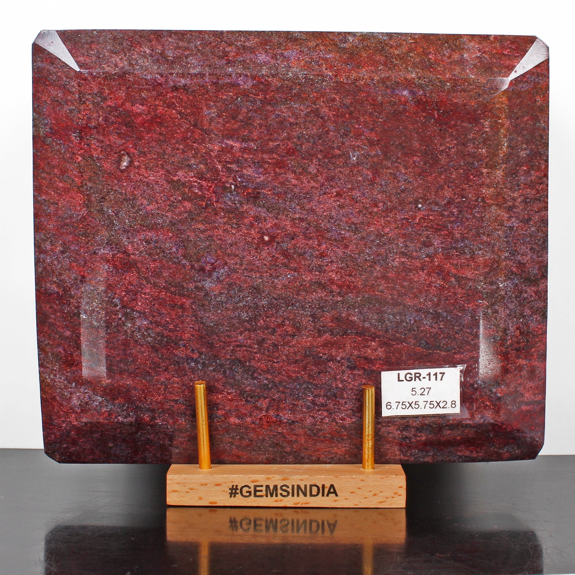 5.2 Kilo Natural Red Ruby Octagon Cut Gemstone Earth-Mined Museum Size W/ Stand
