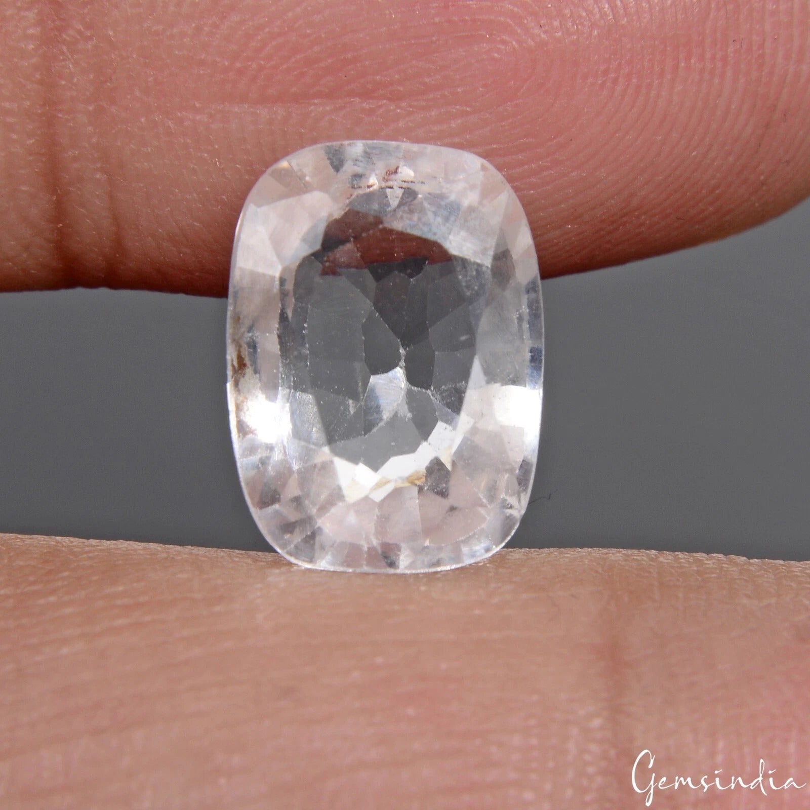 8.20 Ct Natural Untreated White Topaz Cushion Cut Faceted Certified Loose Gems