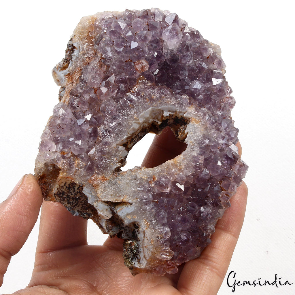 Stunning Natural Amethyst Geode Cluster with Central Aperture & Display Stand