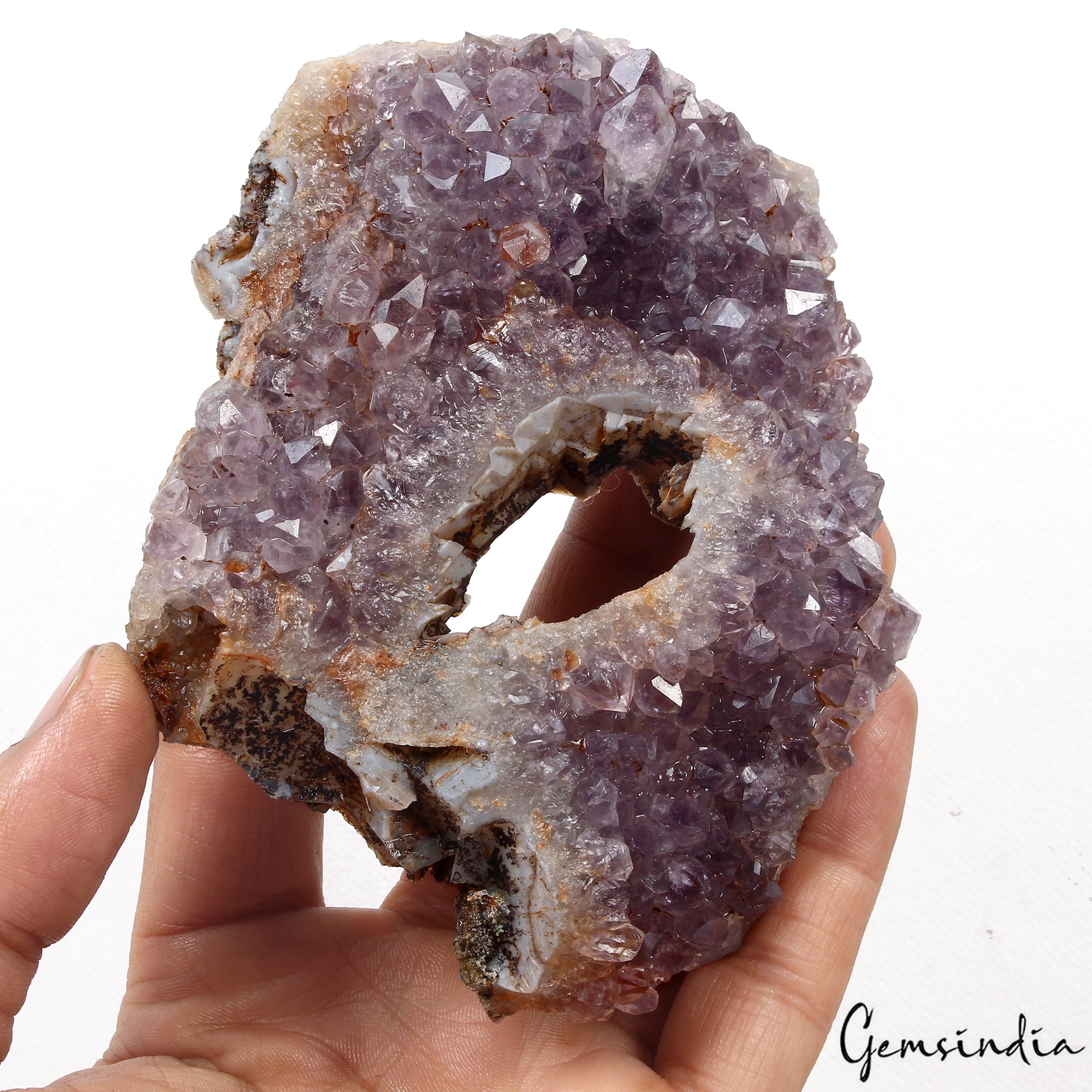 Stunning Natural Amethyst Geode Cluster with Central Aperture & Display Stand