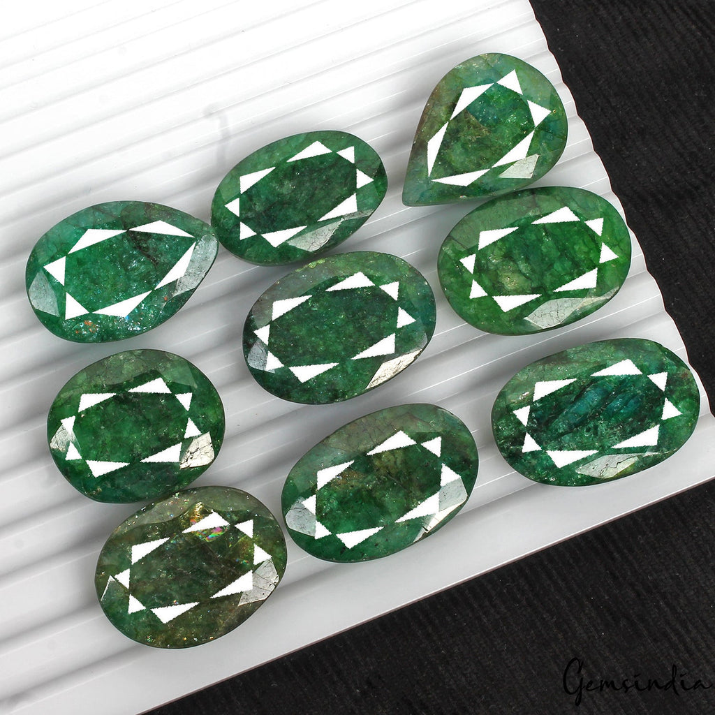 525 Cts/9 Pcs Natural Brazilian Green Emerald Mix Cut Loose Gems Lot For Jewelry
