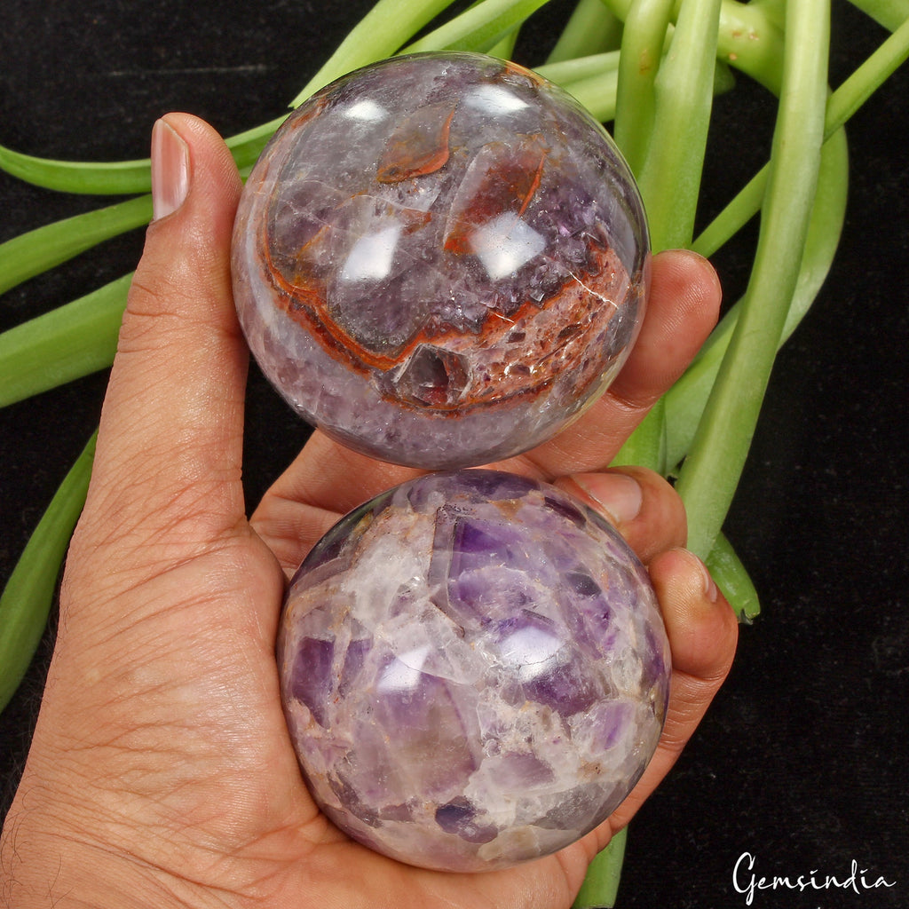 2 Pcs Natural Purple Amethyst Ball Sphere Quartz Crystal Mineral Healing 3600 Ct