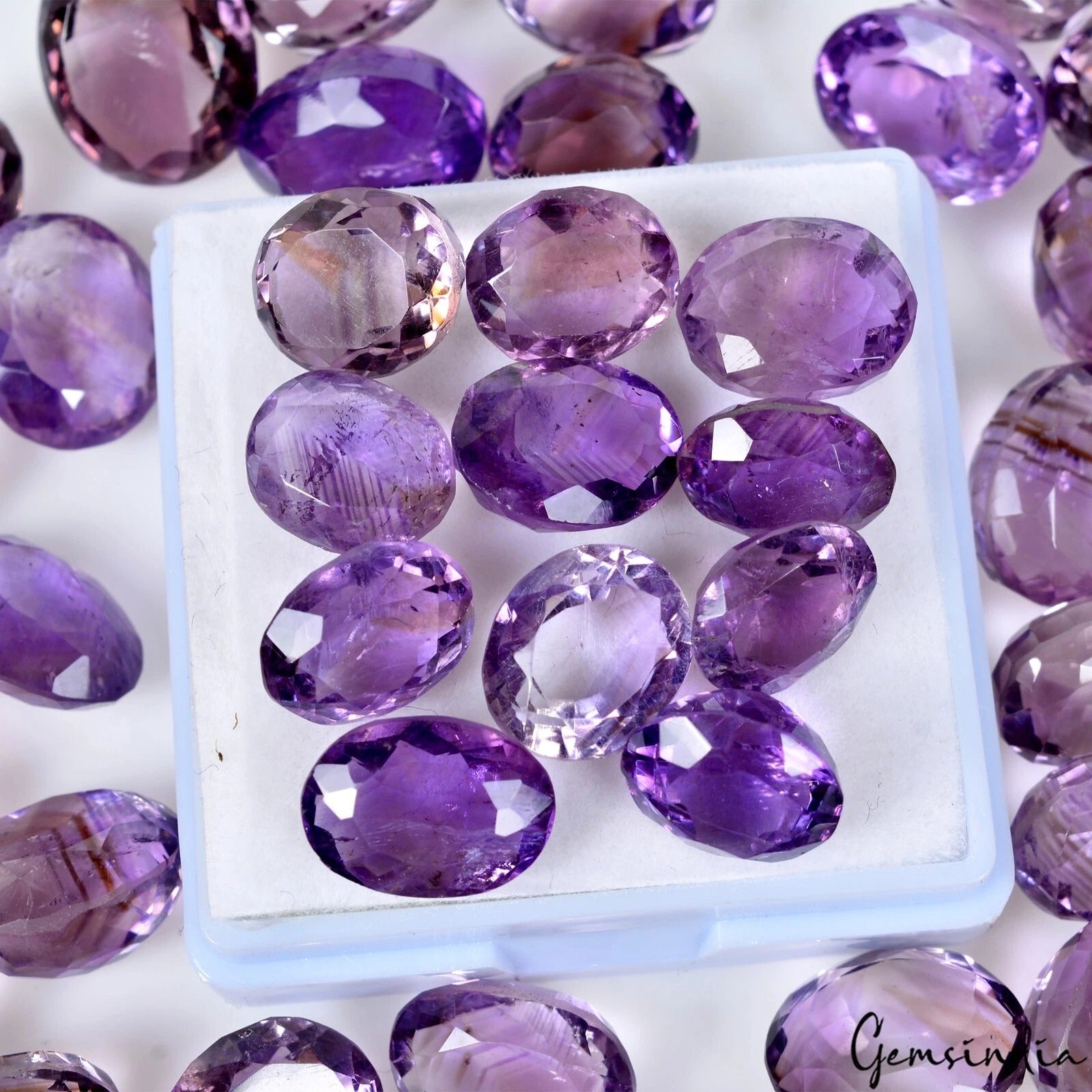 Amethyst Lot, Loose Gemstone, Oval Cut, Untreated — 56 Pieces, 10mm to 16mm, 365 Ct, Brazil