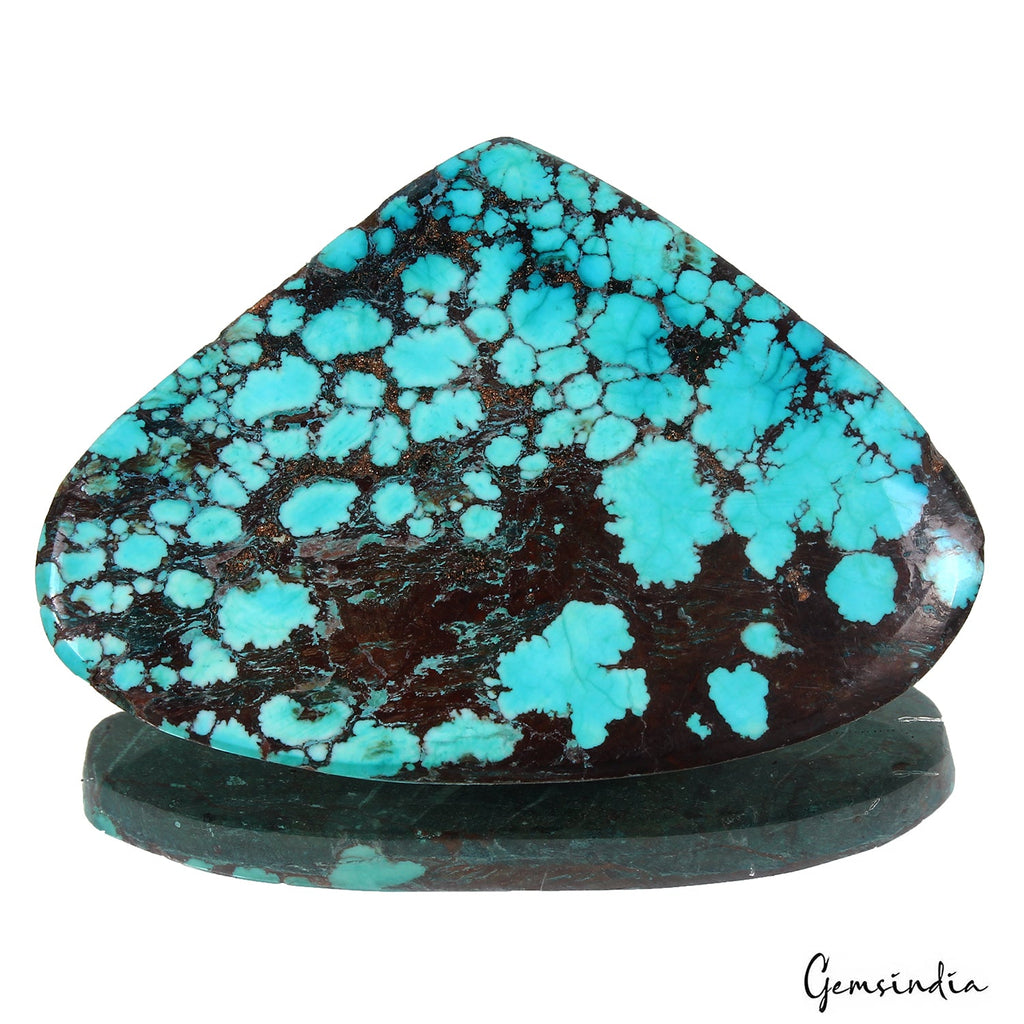 70.80 Ct Blue Spiderweb Turquoise Pear Cab Arizona Loose Huge Gemstone From U.S