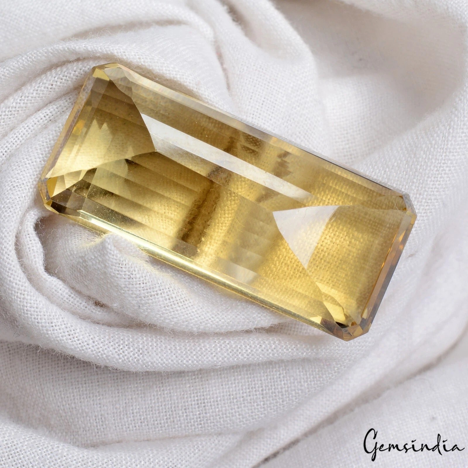 Natural 56.70 Ct Octagon Cut Unheated Yellow Citrine Brazil Big Gemstone 34x15mm