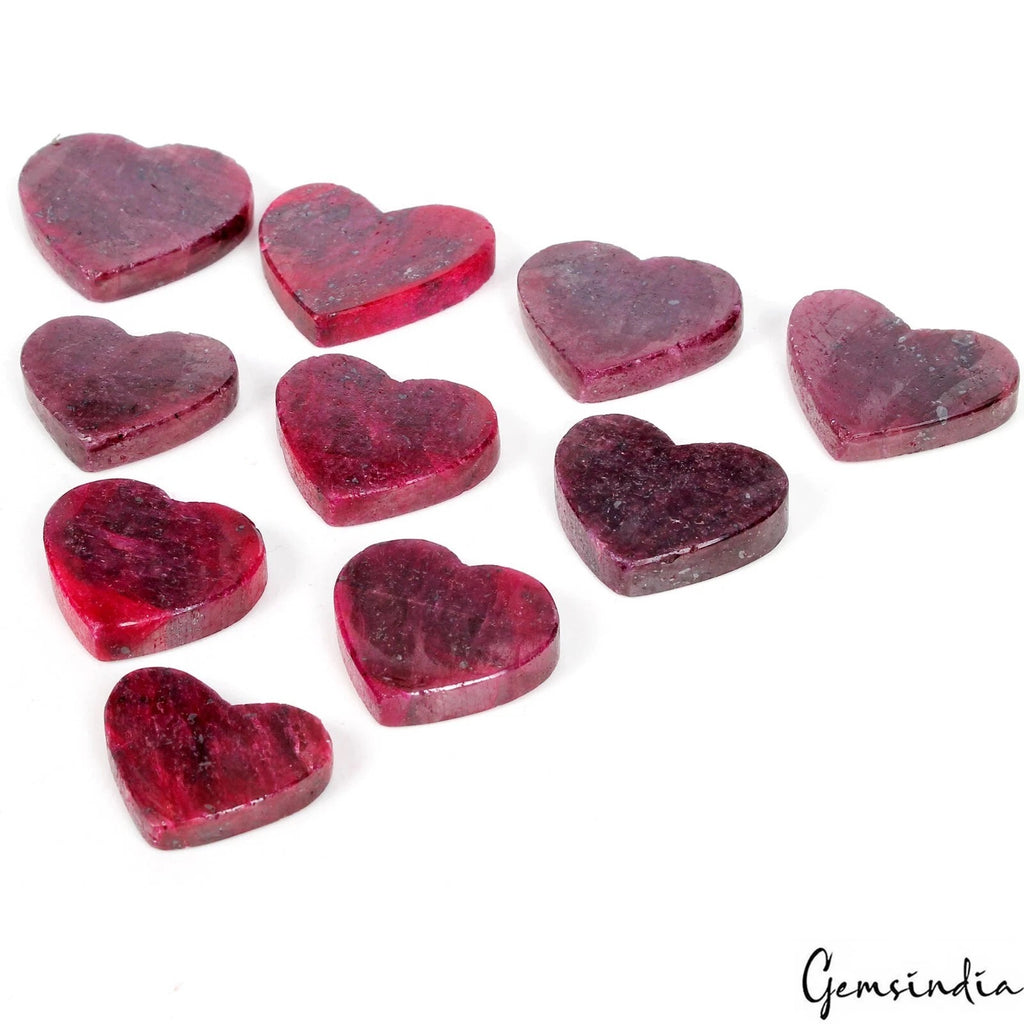 Ruby Lot, Cabochon, Color Enhanced, Red — 10 Pieces, 22mm to 30mm, 600 Ct