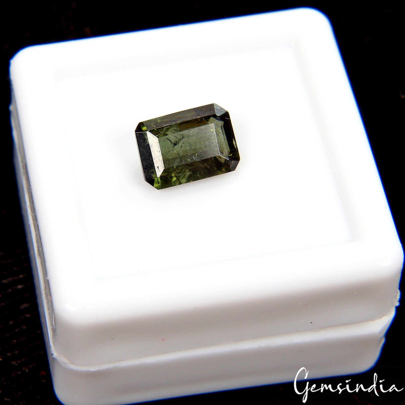 Precious CERTIFIED Tourmaline Emerald Cut 1.60 Ct Natural Green Loose Gemstone.