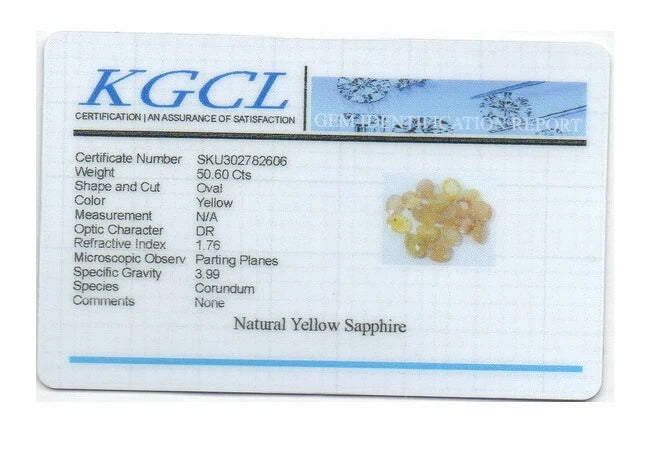 Certified 50.60 Cts Natural Untreated Ceylon Yellow Sapphire Oval Cut Loose Gems