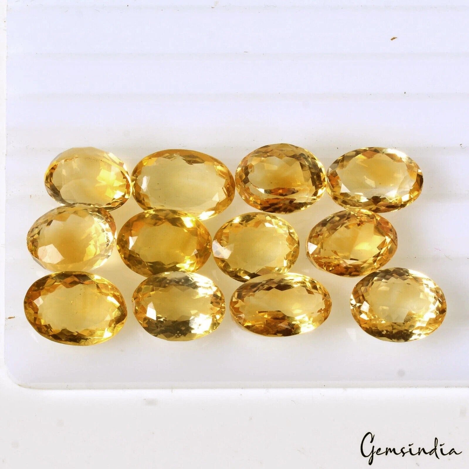 Citrine Lot, Loose Gemstone, Untreated, Yellow — 12 Pieces, 13mm, 92.50 Ct, Brazil