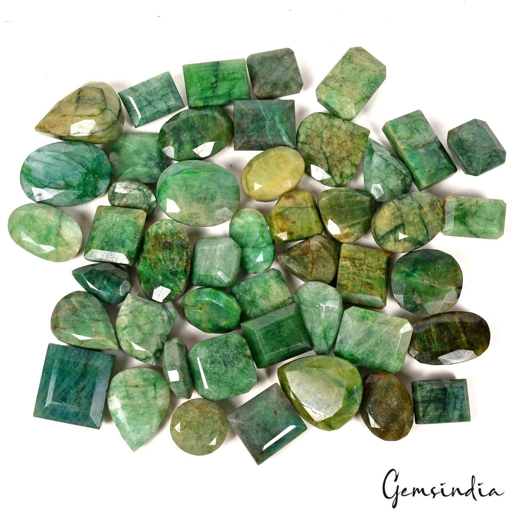 7400 Cts/46 Pc Natural Brazilian Green Emerald Mix Cut Loose Wholesale Gems Lot