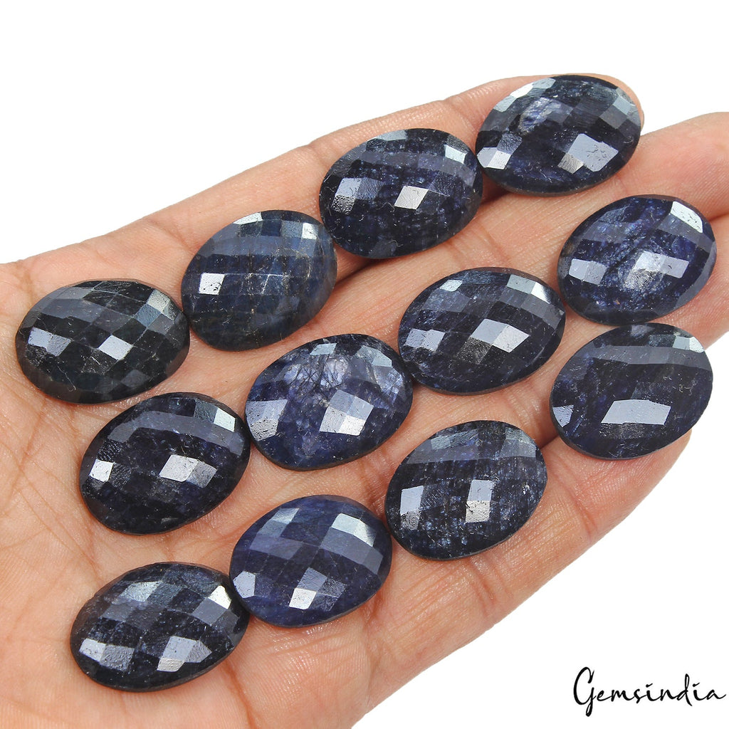 310 Ct/12Pcs Natural Dark Blue Sapphire Oval Checker Cut Calibrated 24x18mm Gems