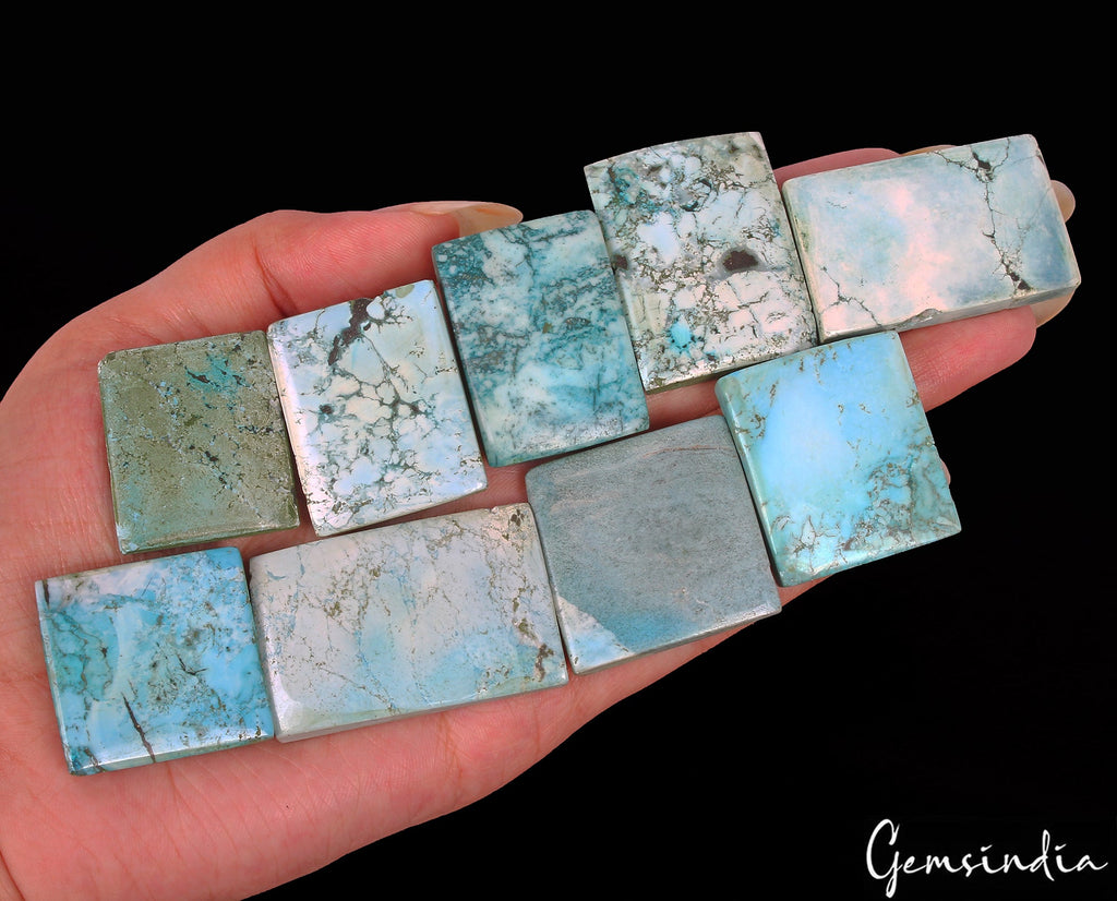 740 Cts/9 Pcs Natural Designer Blue Turquoise Mix Cab Loose Wholesale Gems Lot