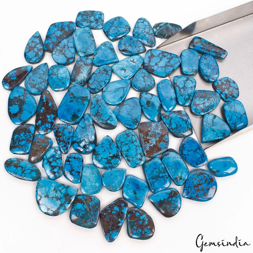 1100 Ct/58 Pcs Natural Blue Spider Web Turquoise Mix Cab Wholesale Loose Gem Lot