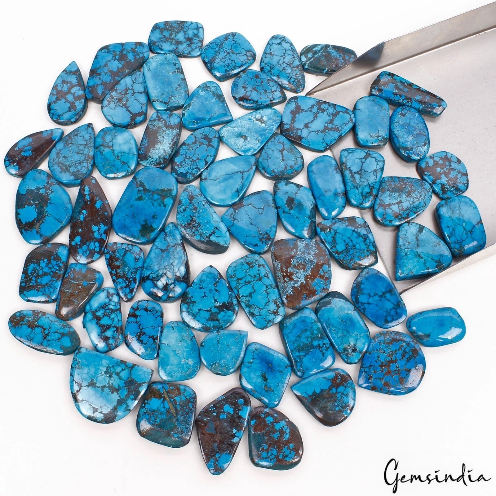 1100 Ct/58 Pcs Natural Blue Spider Web Turquoise Mix Cab Wholesale Loose Gem Lot