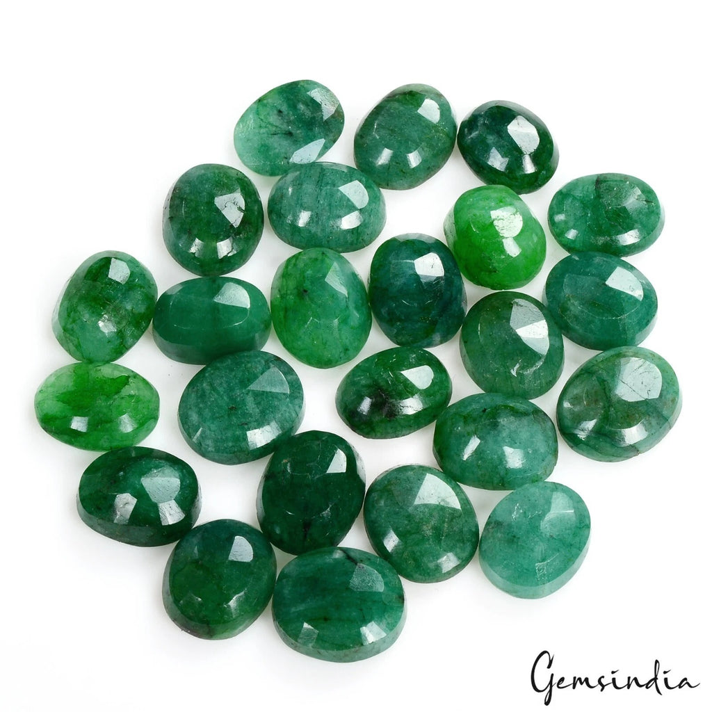 Emerald Lot, Loose Gemstone, Color Enhanced — 24 Pieces, 12mm to 14mm, 151.50 Ct, Zambia