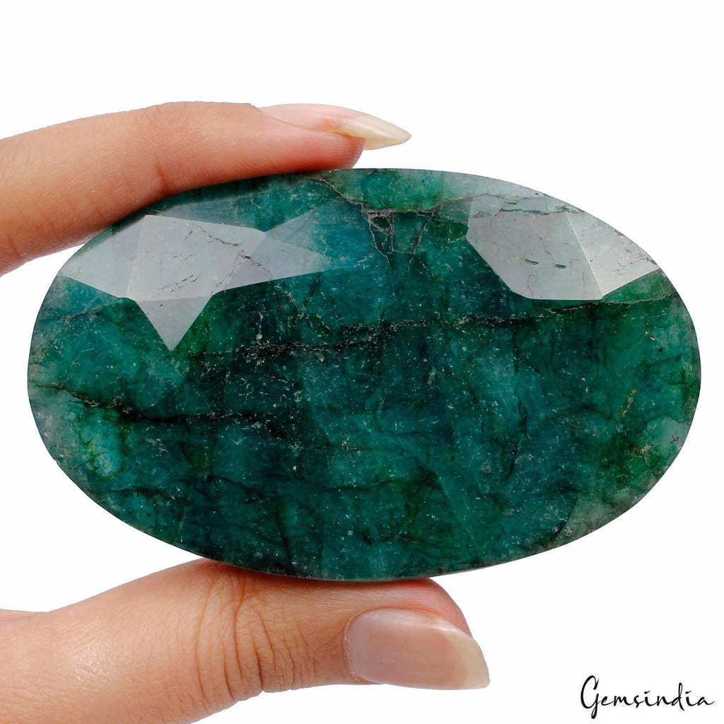 Certified 640Ct Natural Brazilian Bottle Green Emerald Oval Faceted Cut Huge Gem