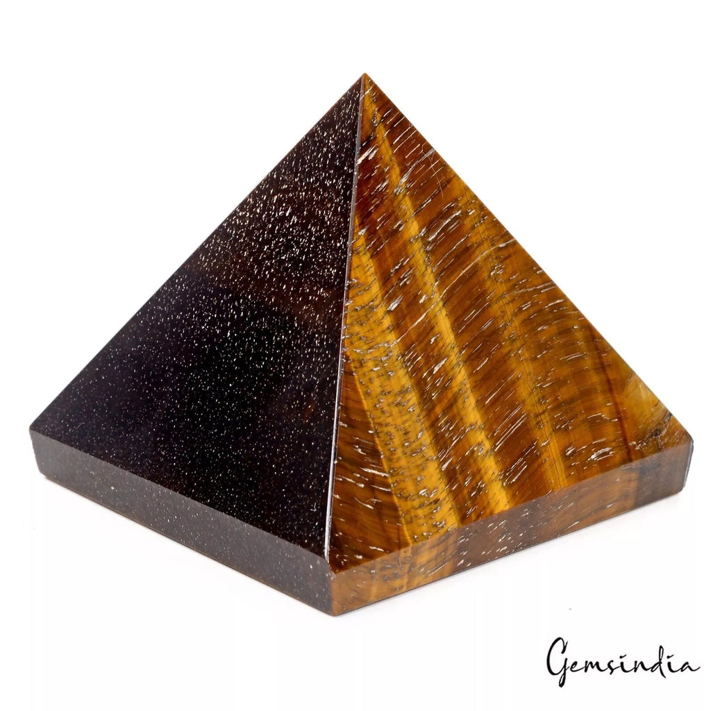850 Ct Top Natural Brown Tiger Eye Point Pyramid Chakra Meditation Energy Stone