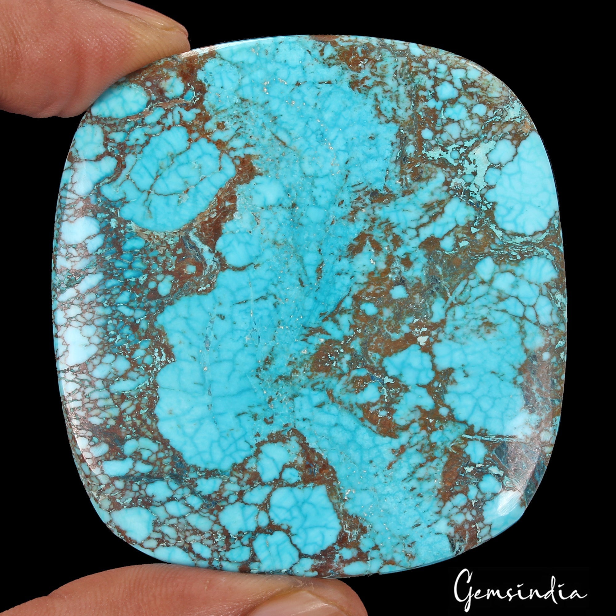 250 Cts Natural Blue Arizona USA Spiderweb Turquoise Cushion Cab Gem For Pendant