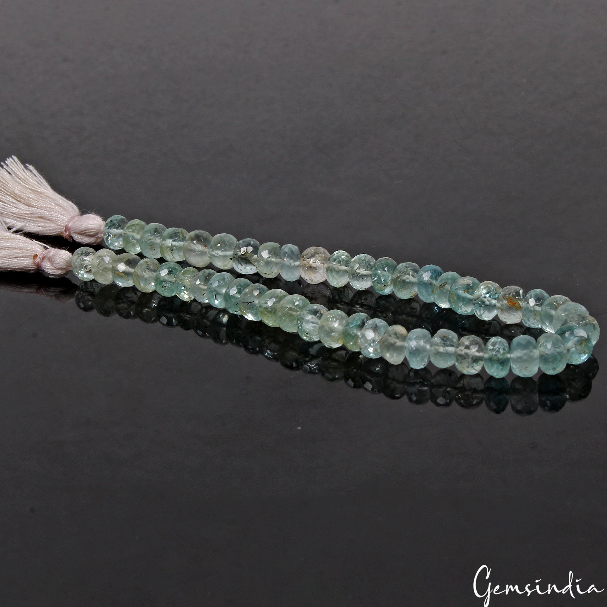 55 Cts Natural Blue Untreated Aquamarine Gem 6mm Round Faceted Beads Strand~7.5"