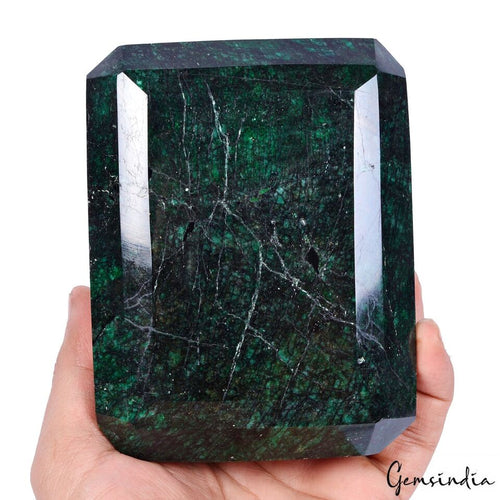 1.8 Kg ~Natural Deep Green Emerald Earth Mined Octagon Faceted Cut Huge Gemstone