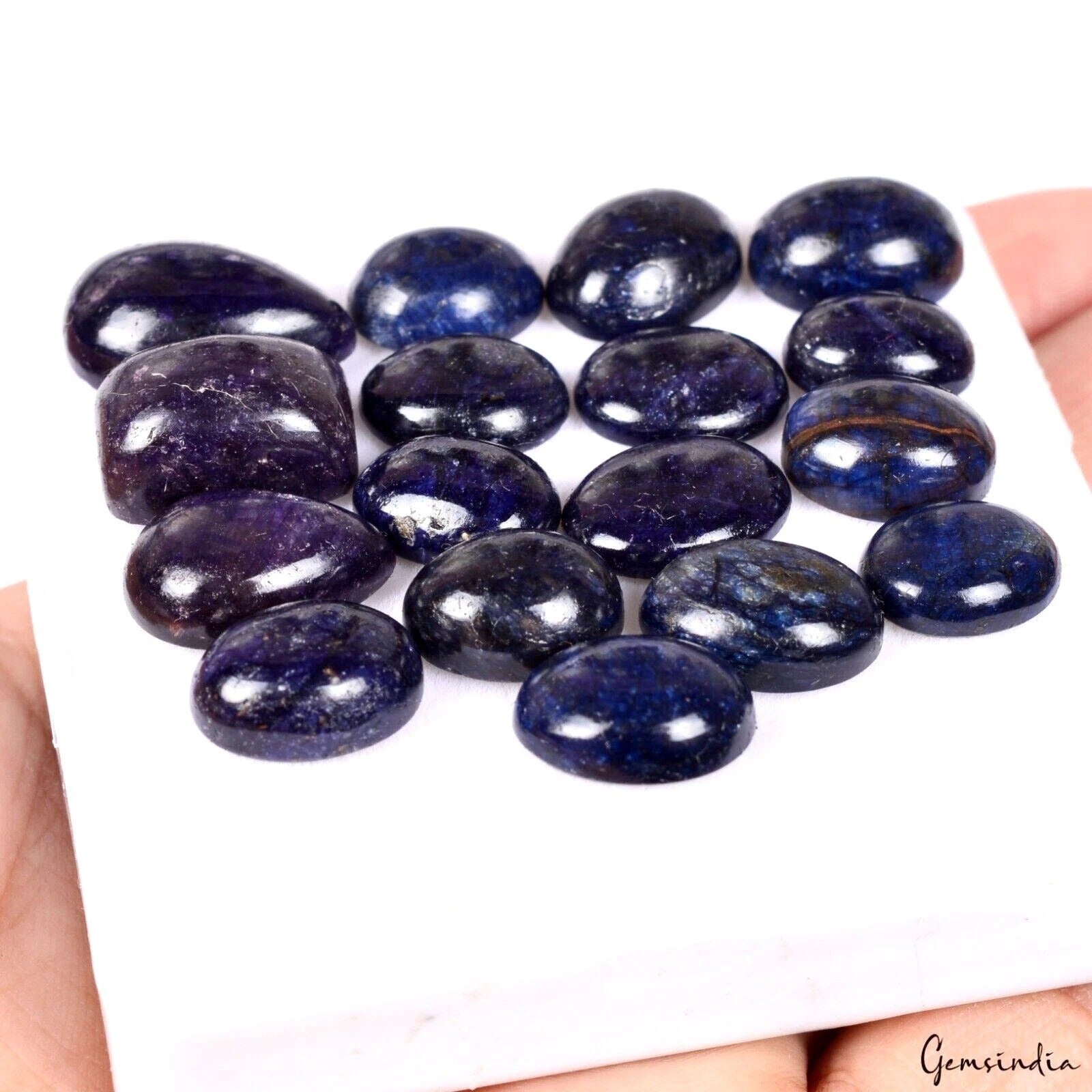 142.00 Ct Natural Blue Sapphire Oval Cab Loose Gems Lot 17Pcs For Making Jewelry