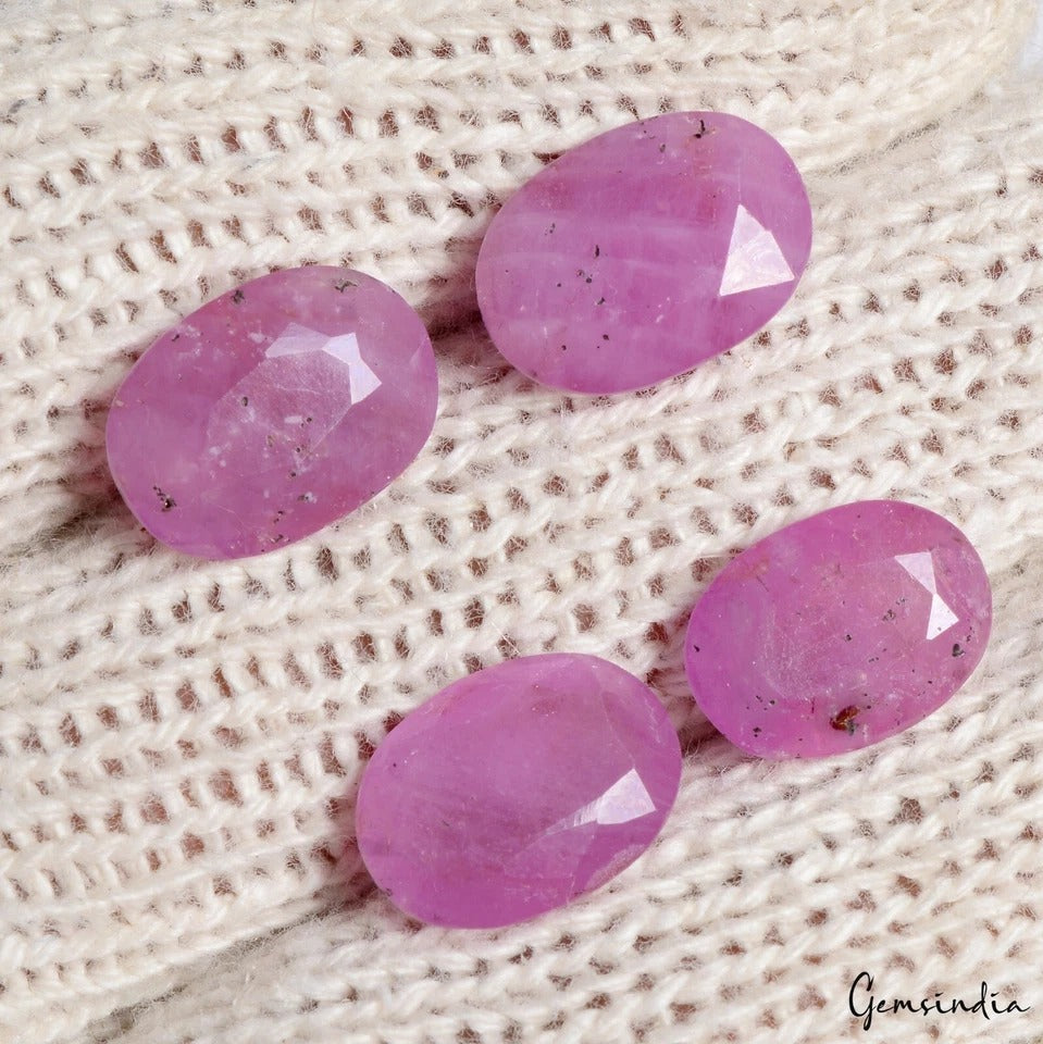 Certified 30.25 Ct/4 Pcs Natural Pink Red Ruby Oval Faceted Gems Lot For Jewelry