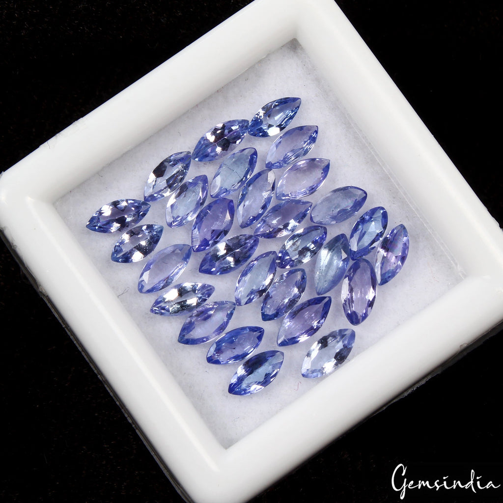 28 Pcs Natural Untreated Blue Tanzanite Marquise Calibrated 5*2mm Gemstone 3 Ct
