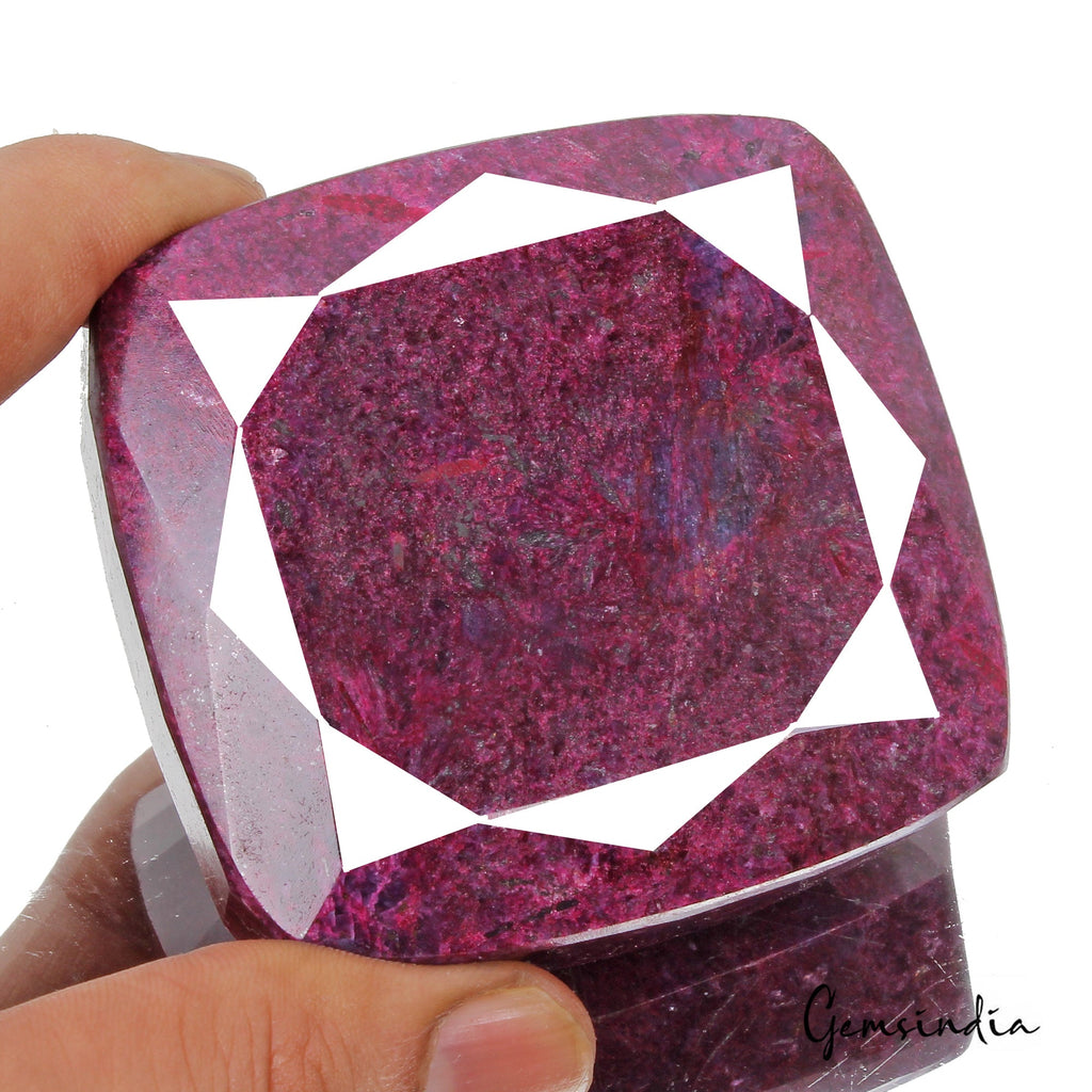 1940 Cts Natural African Dark Red Ruby Cushion Cut Huge Loose Earth Mined Gem