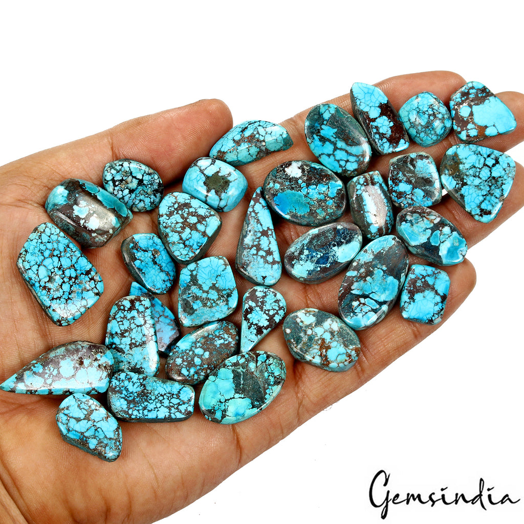 Turquoise Lot, Cabochon, Color Enhanced, Blue — 30 Pieces, 14mm to 31mm, 440 Ct