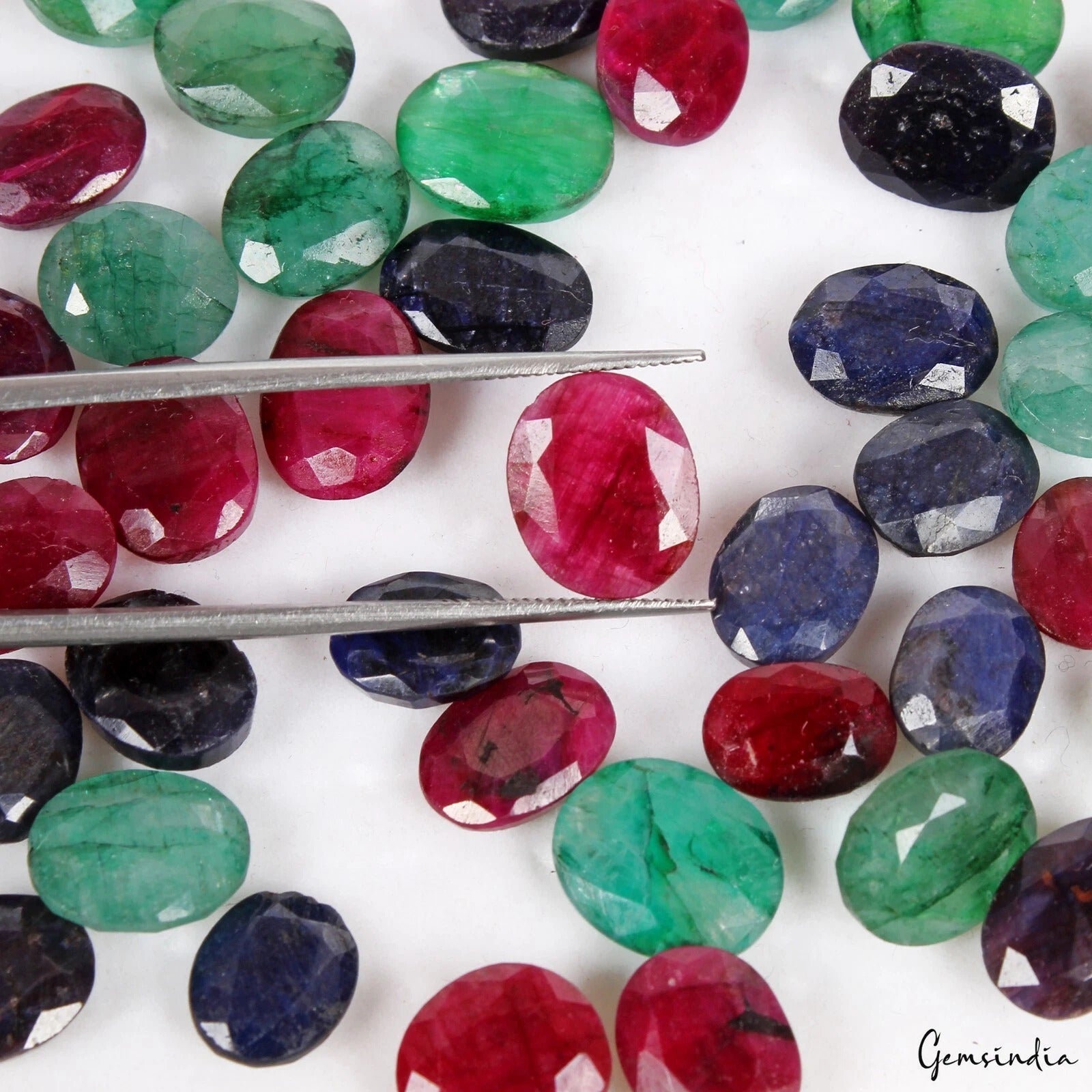 191.90Ct/45Pc Natural Multi Gems Emerald Ruby Sapphire Oval Cut Gems For Jewelry