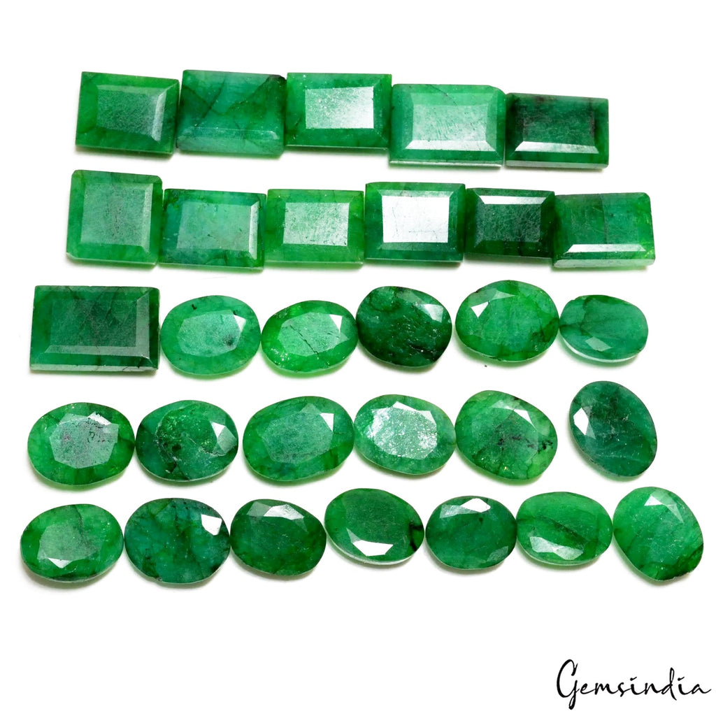 500 Cts/30 Pcs Natural Brazilian Green Emerald Mixed Cut Loose Gems For Jewelry