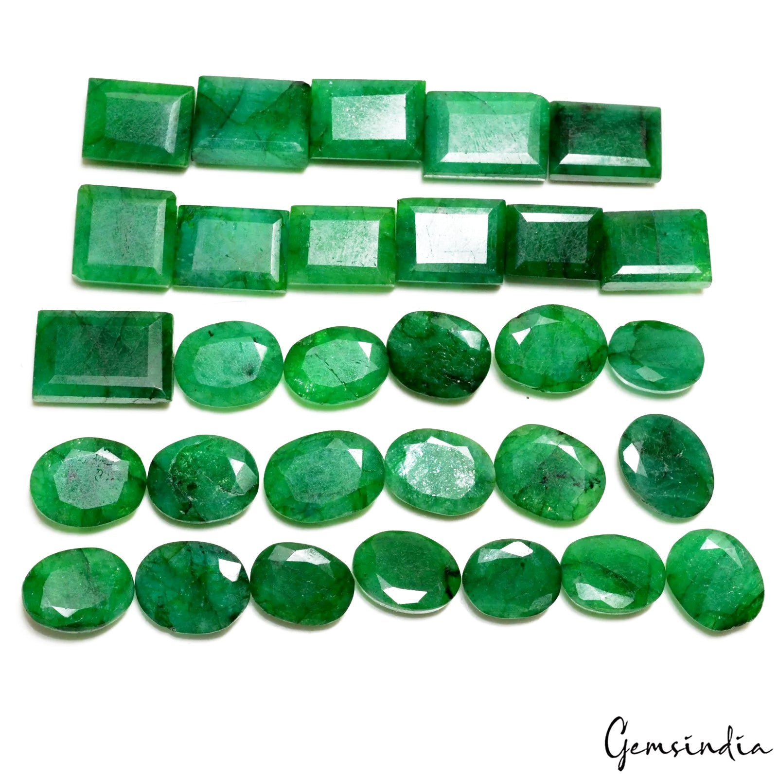 500 Cts/30 Pcs Natural Brazilian Green Emerald Mixed Cut Loose Gems For Jewelry
